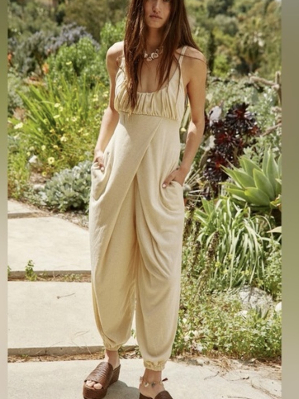 Free People Beach Cream Lounge Jumpsuit Romper Cover Up
